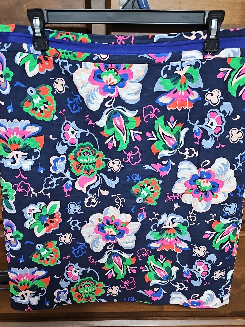 Boden Navy Blue Floral Pencil Skirt
